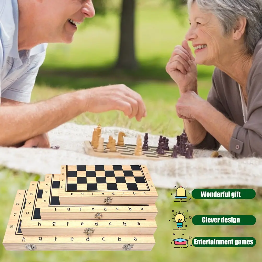 Foldable Wooden Chess Set – Portable Educational Chess Game with Storage Box for Kids and Adults
