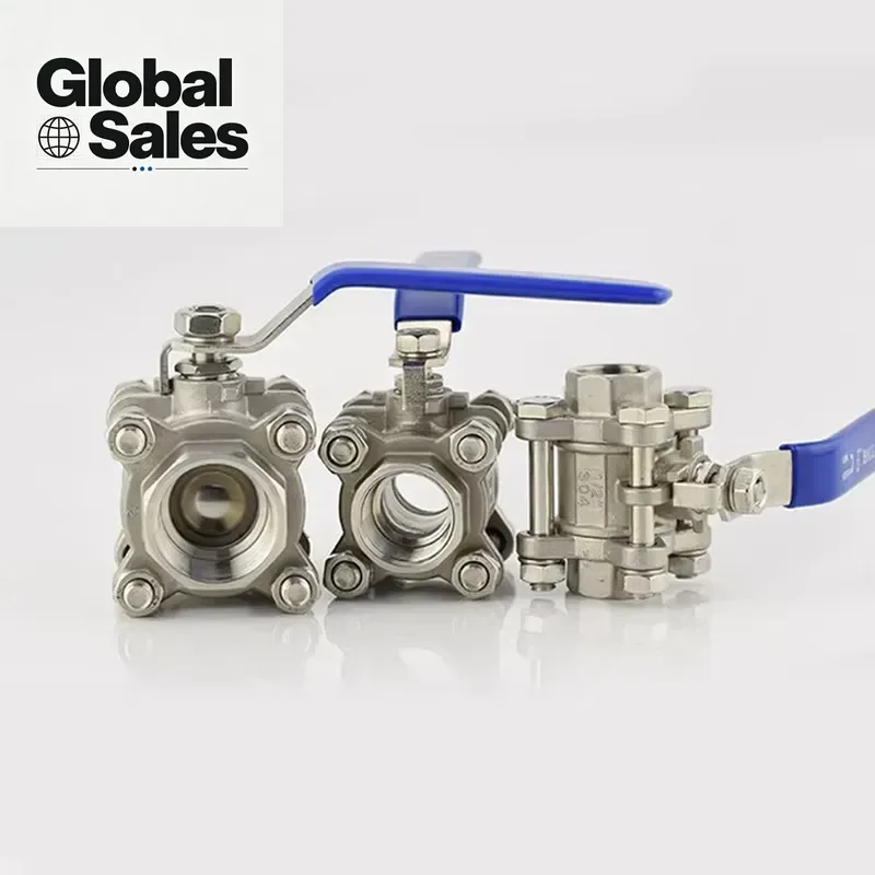 Manual Three Piece Ball Valve 2inch 1000WOG 3pc SS304 SS316 CF8 CF8M NPT BSP G Thread Stainless Steel Ball Valve