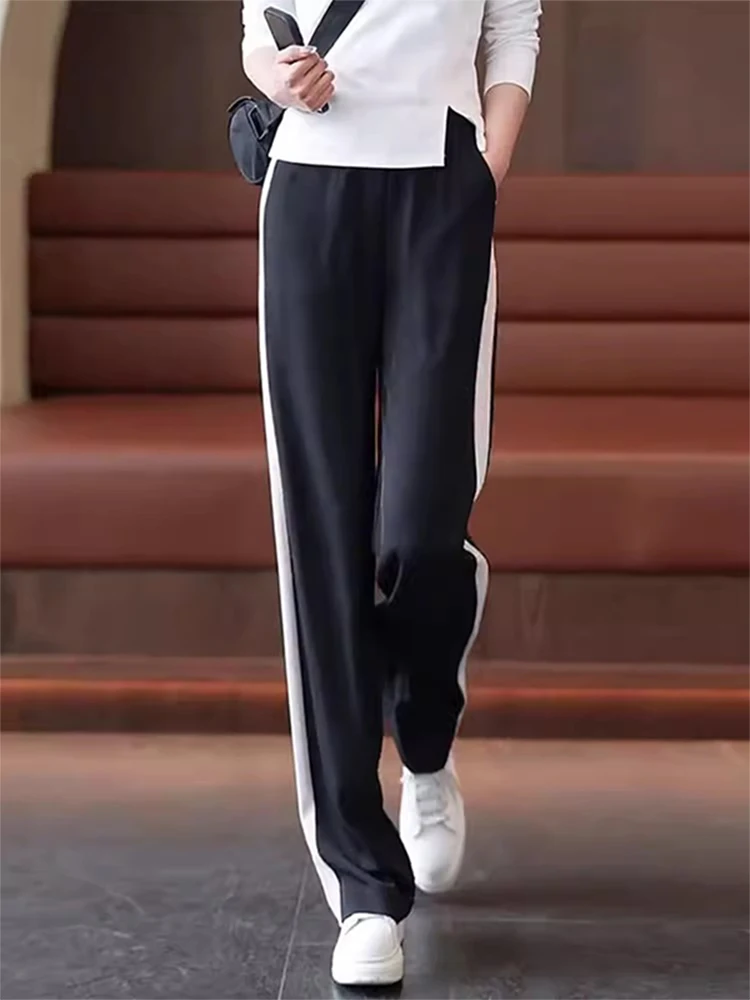 Women's Wide Leg Sports Pants High Waist Loose Straight Cut Thin Version Summer Casual Trousers plus Size Drapey Fit
