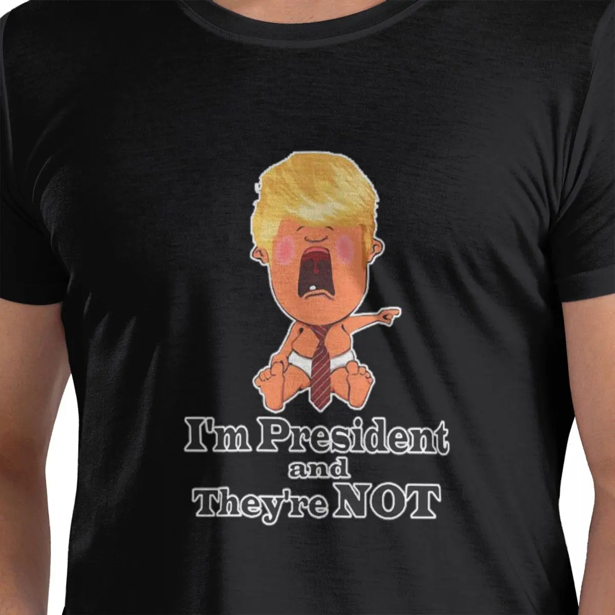 Donald Trump Cartoon Men's tight fitting sports T-shirt,Quick-Drying, Oversized print Tee shirt