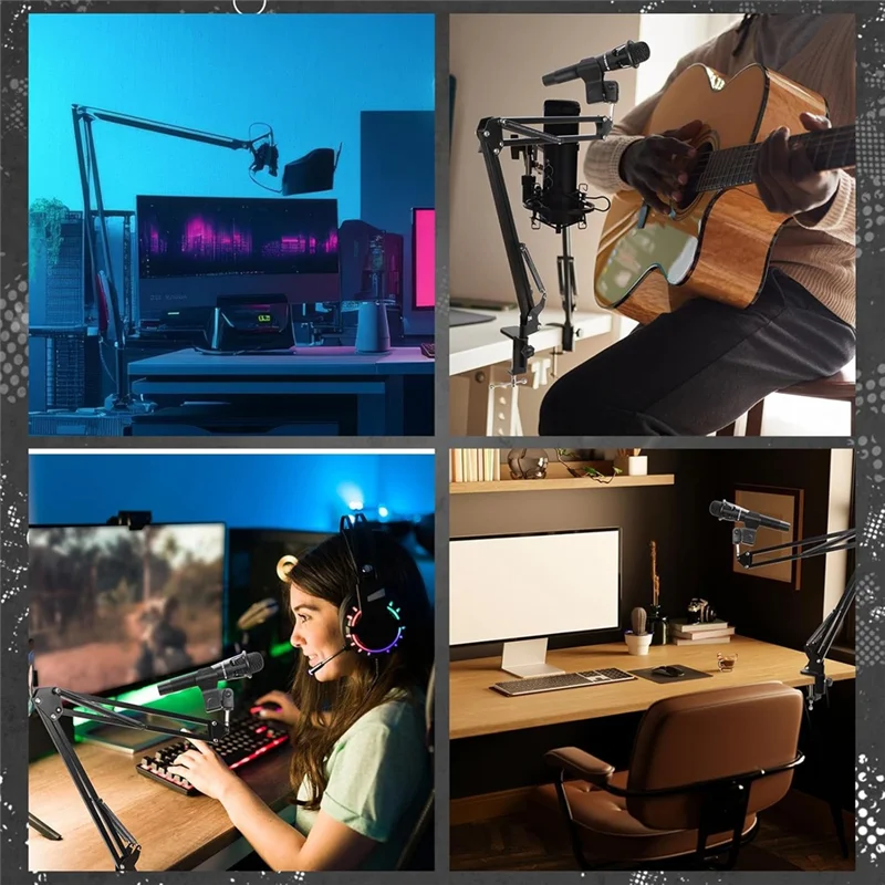 HOES-2 Pcs For Light Mic Boom Mic Arm Desk Microphone Stand Featuring Screw Mount Clamp 3/8