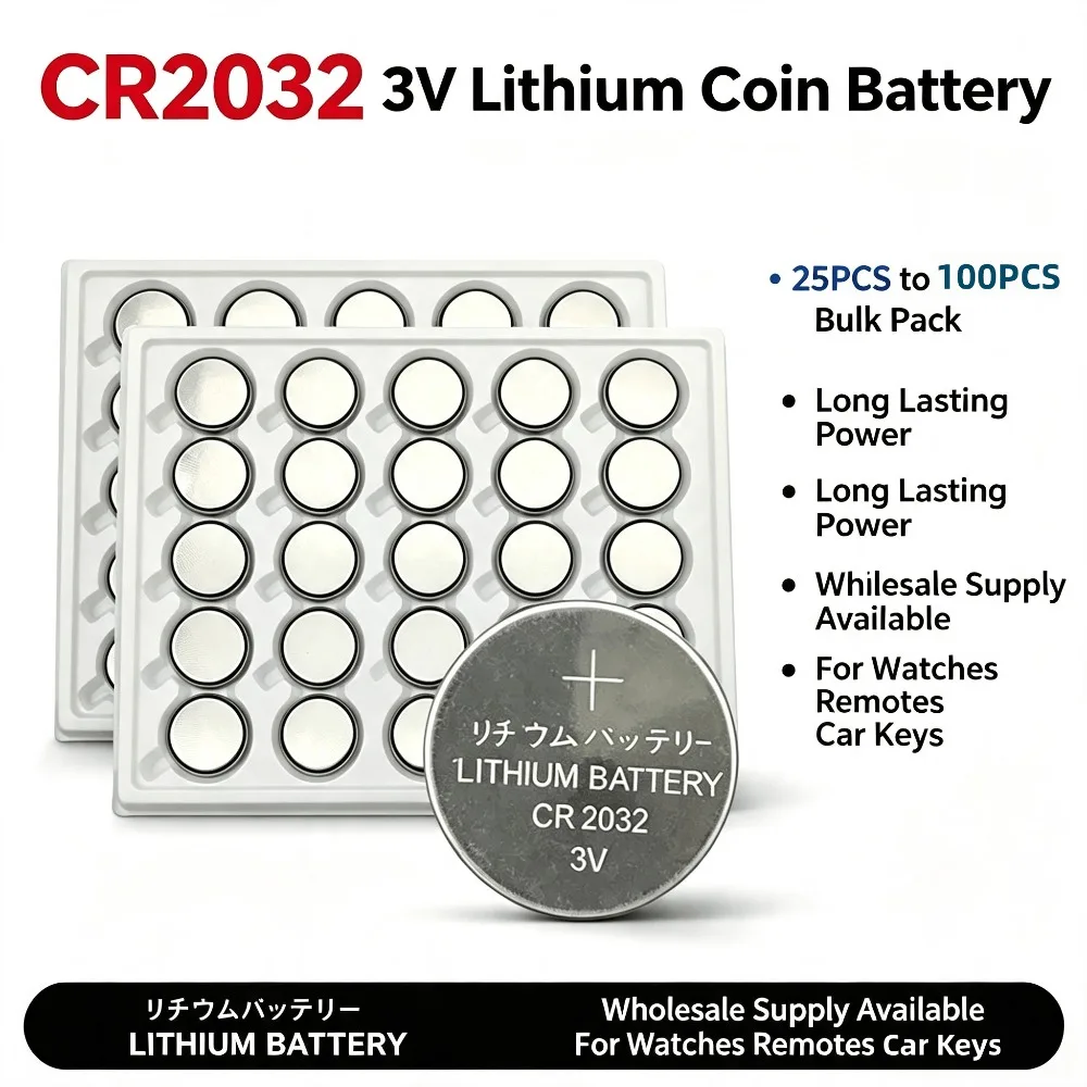 25/50PCS CR2032 CR 2032 3V Lithium Coin Cell Battery DL2032 ECR2032 BR2032 SB-T15 For Watch Car Remote Control Scale Thermometer