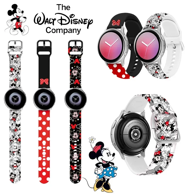 Disney Mickey for Samsung Galaxy Active Silicone 20mm Watch Band Sports Printing 22mm Watch Wristband New Cartoon Anime Creative