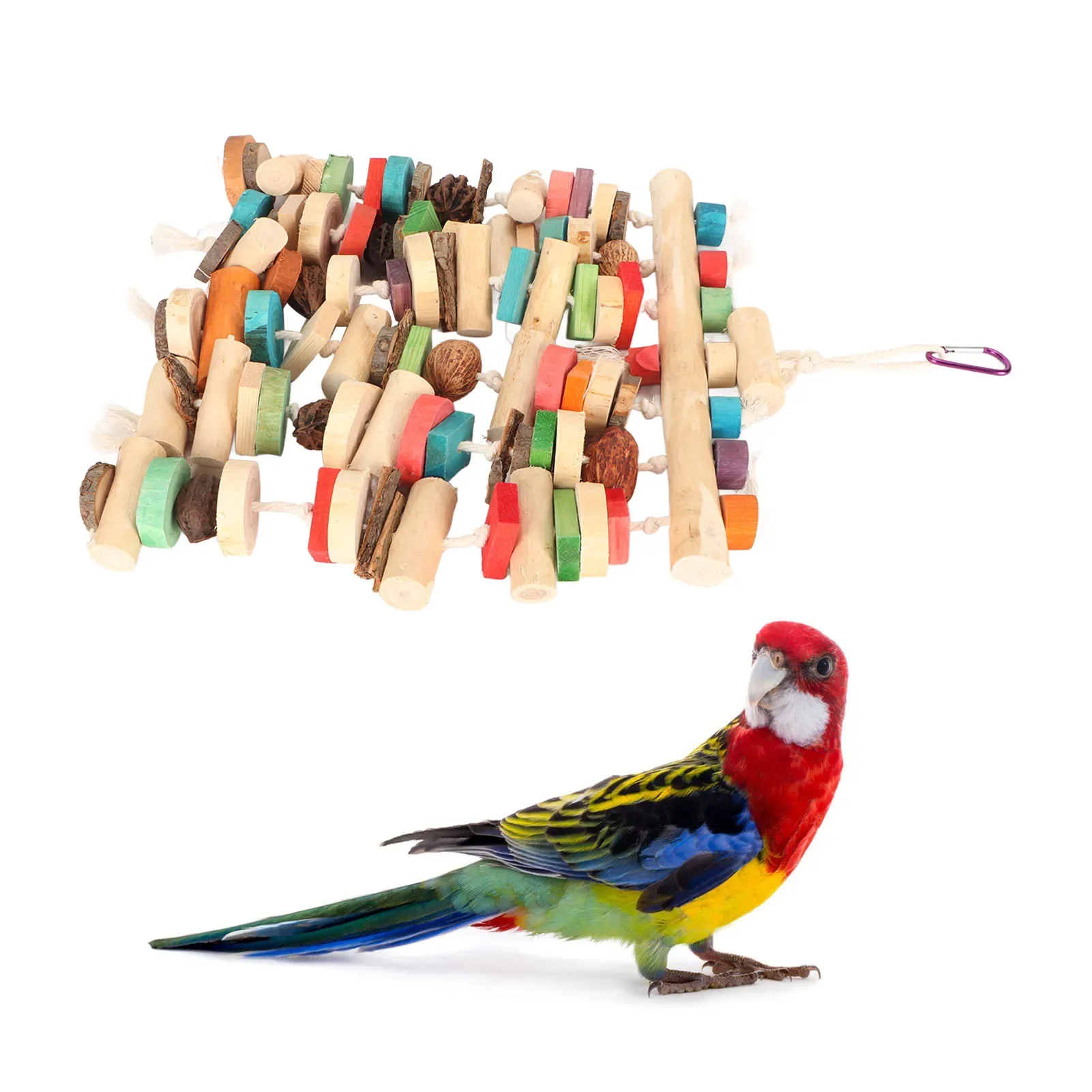 Bird Chewing Toys Logs Nuts Bark Cotton Rope Colorful Fun Relieve Boredom Interactive Decorative Parrot Bird Chewing Toys