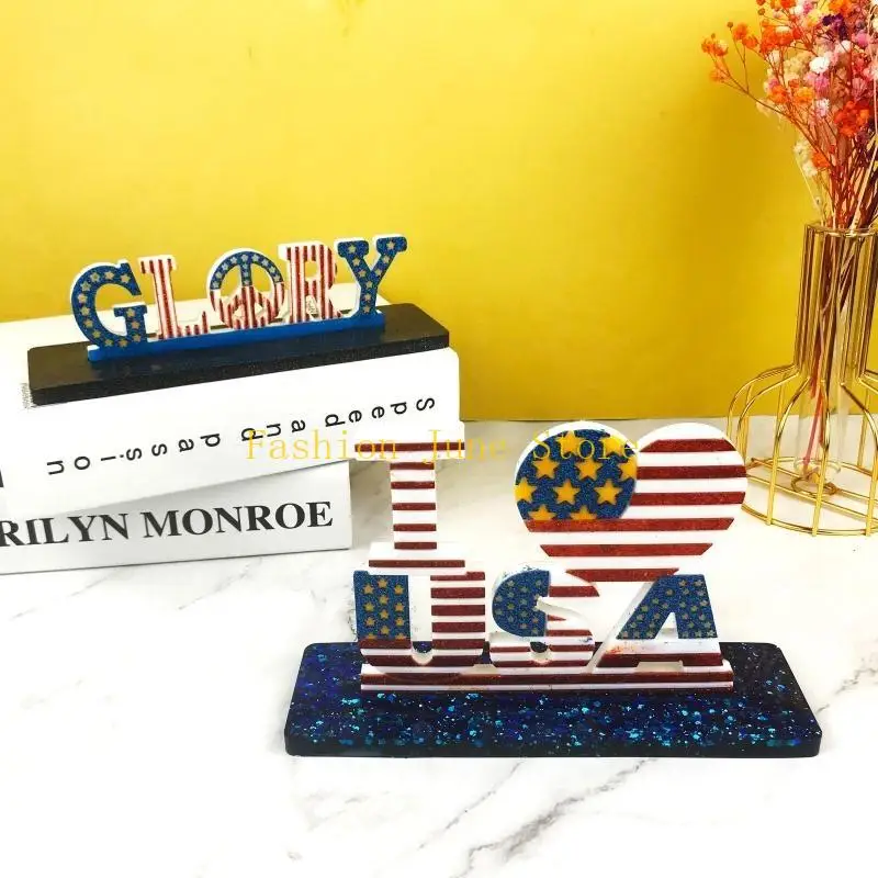 

N5KA American Independence Day Love Flag Mould Home Decorations Jewelry Making Tool