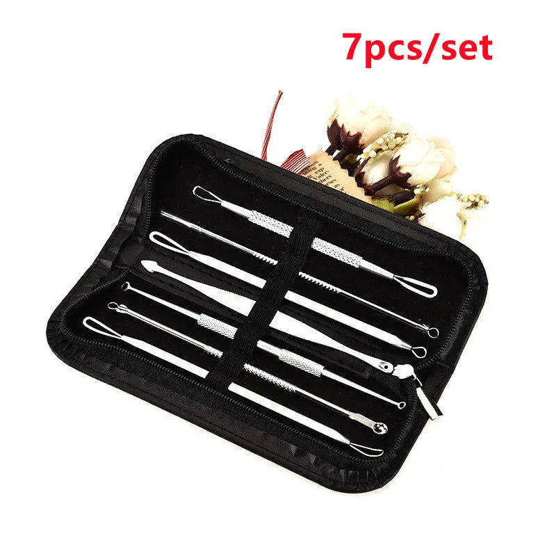 7 قطعة الفولاذ المقاوم للصدأ مجموعة أدوات إزالة الرؤوس السوداء Whitehead بثرة بقعة Comedone حب الشباب النازع مزيل الوجه أداة كيت الوجه النظيف