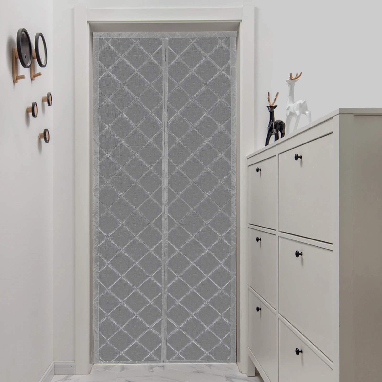 

Magnetic Thermal Insulated Door Curtain, Windproof Thickened Soundproof, Room Privacy-Protecting, Gray, 85x205cm