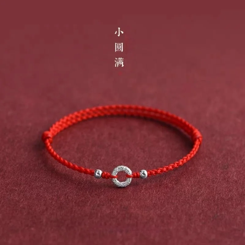 Little Perfection runder, silberfarbener Armreif für Verliebte, Freunde, rotes Seil, Glücksarmbänder, größenverstellbar, Geschenk für Paare