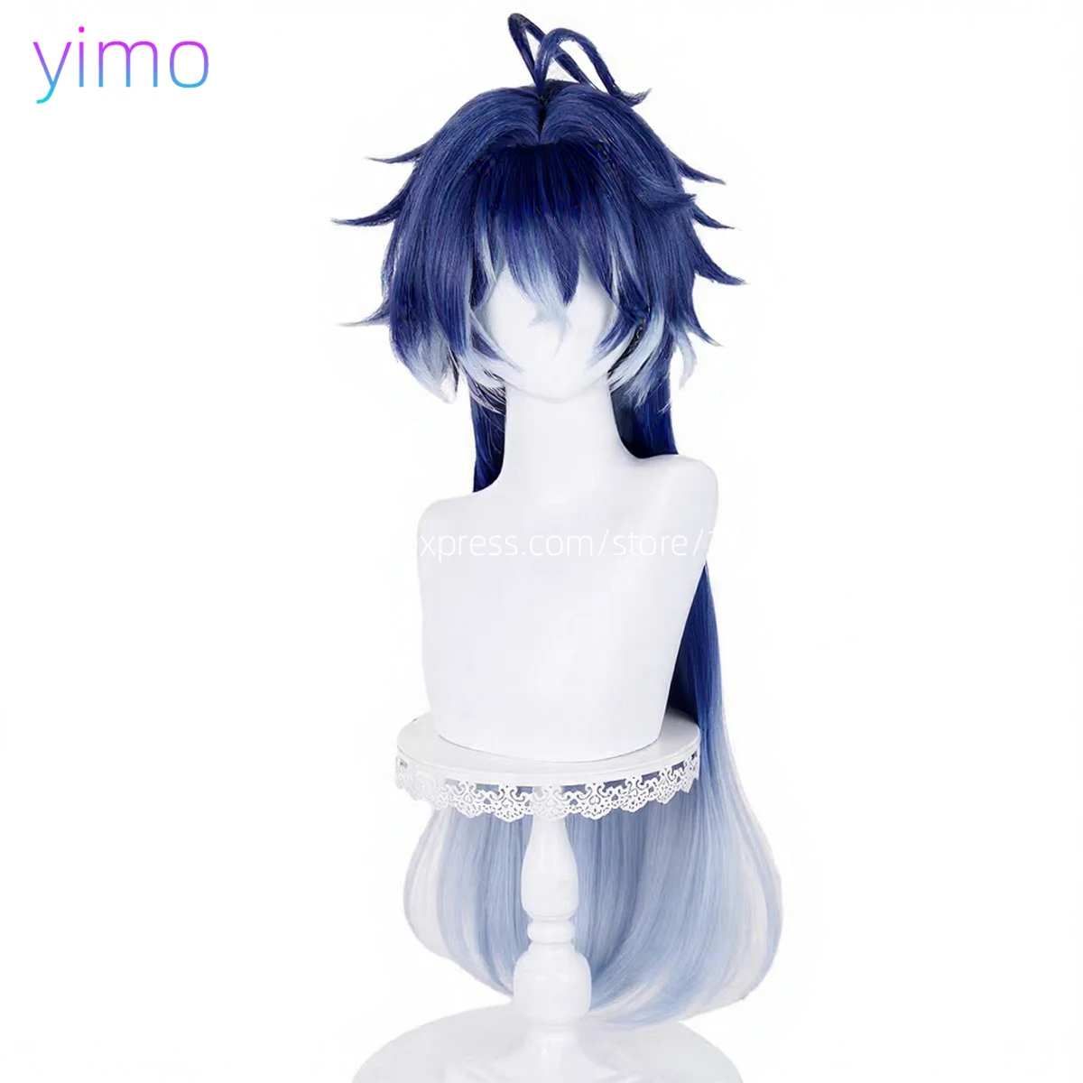 Peluca de Cosplay Flins Kyryll Chudomirovich 85cm peluca degradada en capas azules pelucas sintéticas resistentes al calor para fiesta de Carnaval de Halloween