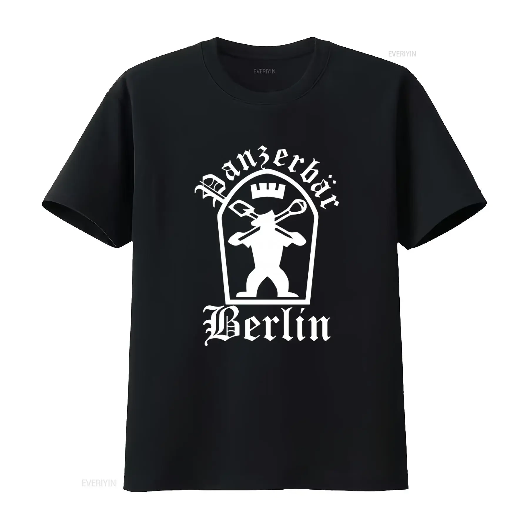 Panzer Bear Berlin TYPE2 Front Newspaper Militaria 1945 Badge Panzerfaust T Shirt vintage Washed Stretched streetwear Slightly