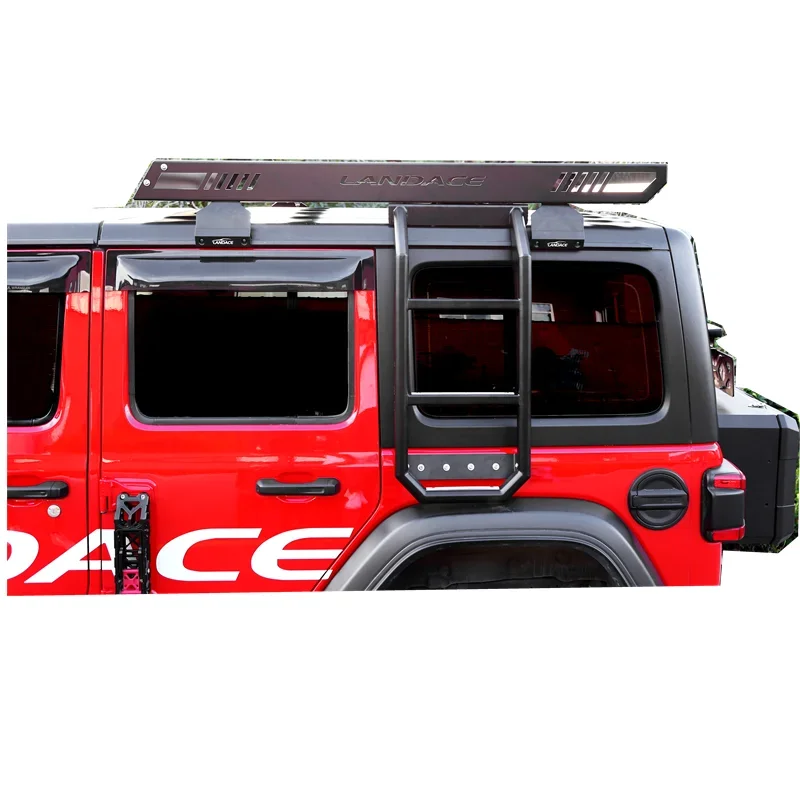 Custom Black Powder Coating Jeep Wrangler JL Roof Rack Platform with side ladder