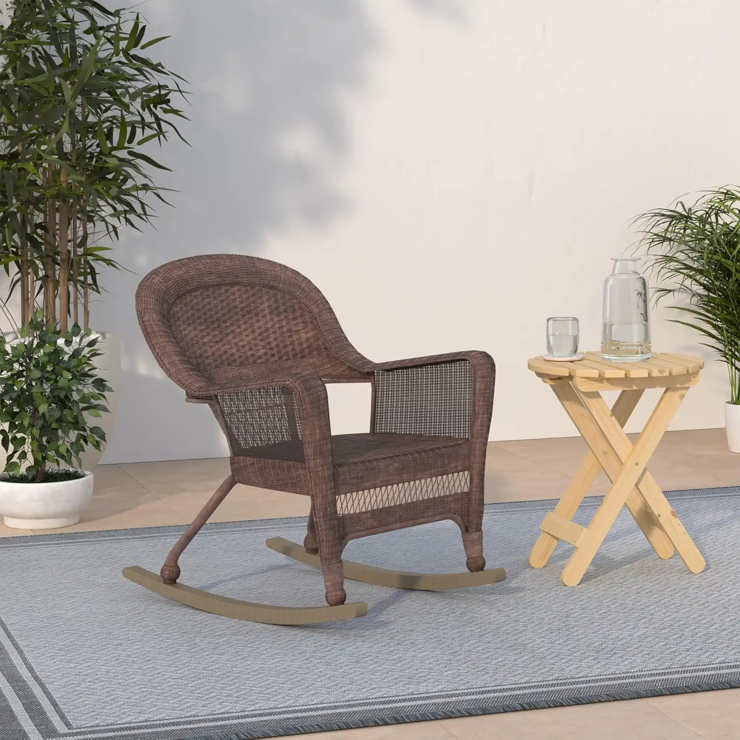 Set of 2 Wicker Rocker Chairs, All weather resin wicker Sofa Set for Garden, Pool, Backyard