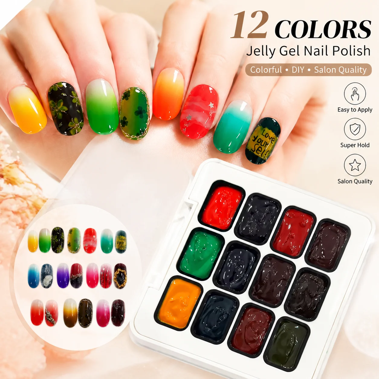 

12-Color candy colored Gel Nail Polish Gradient Semi-Permanent Removable UV LED Nail Polish