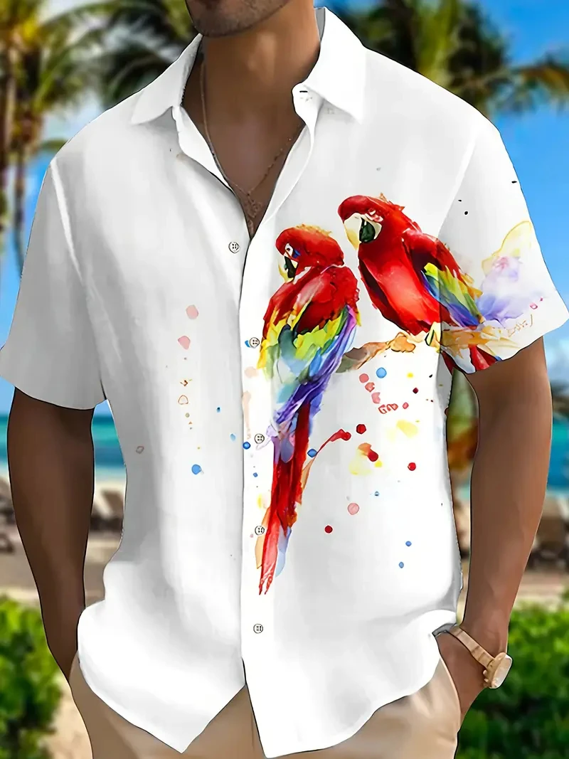 Outdoor Summer Men's Lapel Shirt Beach Style Casual 3D Printed Pattern Large OverSize Loose Men's Clothing Shirt Breathable tops