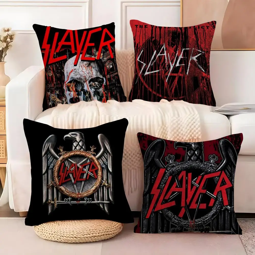 Heavy Metal Band S-Slayer Cushion Cover Soft Plush Sofa Cushion Cover｜Double-Sided Printed Decorative Pillow Case｜Warm Home Gift