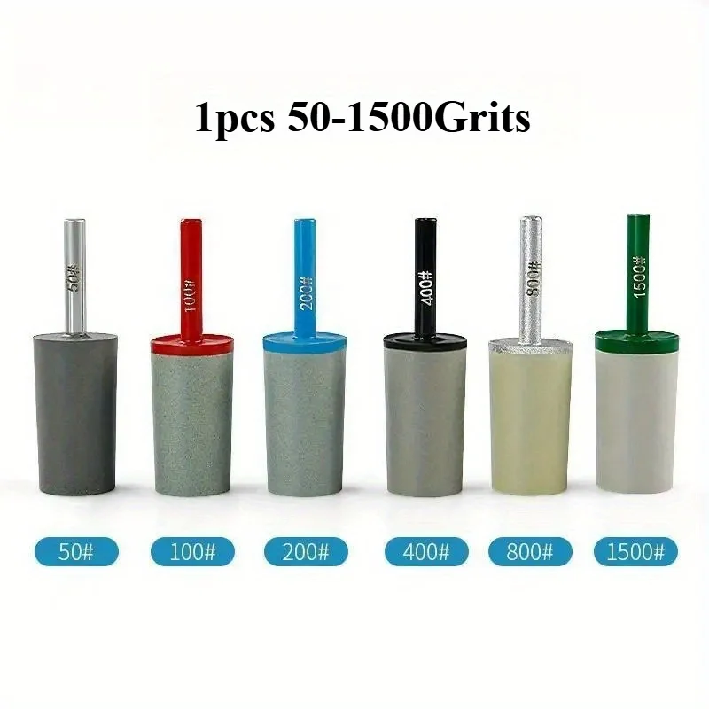 

1 шт., 50-1500 грит с хвостовиком 6 мм, шлифовальная головка из алмазной смолы, цилиндрический маленький шлифовальный круг, рельефный полировальный камень