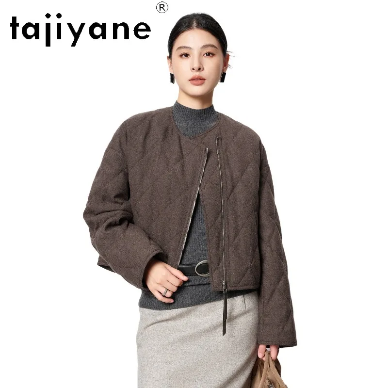 TAJIYANE 100% Wool Goose Down Jacket Women Winter Coat Short Puffer Jacket Lightweight Round Neck Coats for Woman Warm Куртка