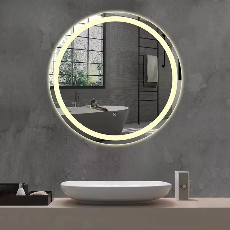 

60cm Contemporary Bathroom Mirror with Light Adjustable Color Temperature Round Smart Led Mirror