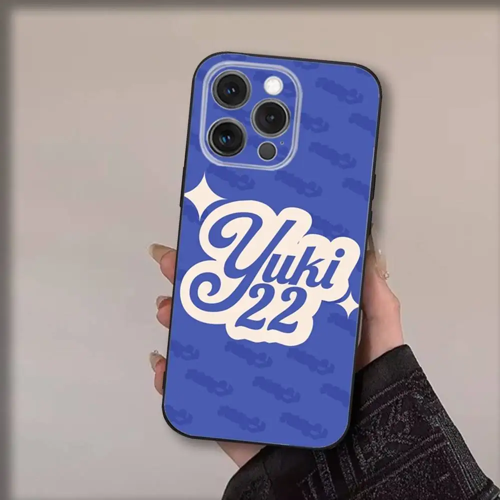 حافظة هاتف Y-Yuki Tsunodas 22 لهاتف iPhone 17,16,15,14,13,12,11,Pro,Max,Plus,Air,X,XS,XR,SE,8,7,Mini,Soft Black Funda