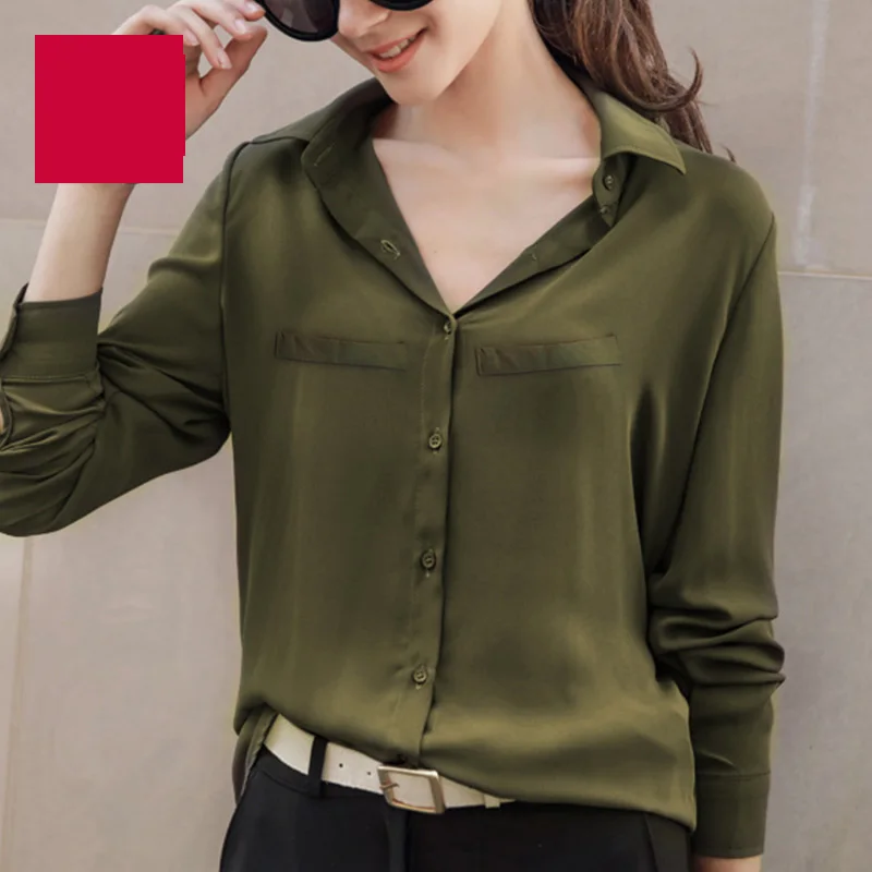 Simple Solid Color Women\'s Chiffon Shirt 2024 New Spring Ladies Fashion Casual Long Sleeve Shirt Tops Elegant Female Clothes