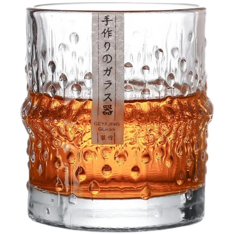 Japanese Style Bamboo Joint Old Fashioned Whisky Glasses Raindrop Wooden Box Whiskey Rock Glass Water Drink Cup Beer Mug Tumbler