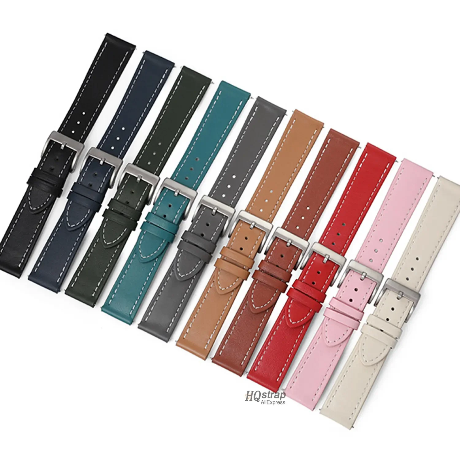 Leather Watchband 18mm 20mm 22mm for Samsung Galaxy Watch5 4 3 Belt for Huawei Watch Band Soft Bracelet Accessories