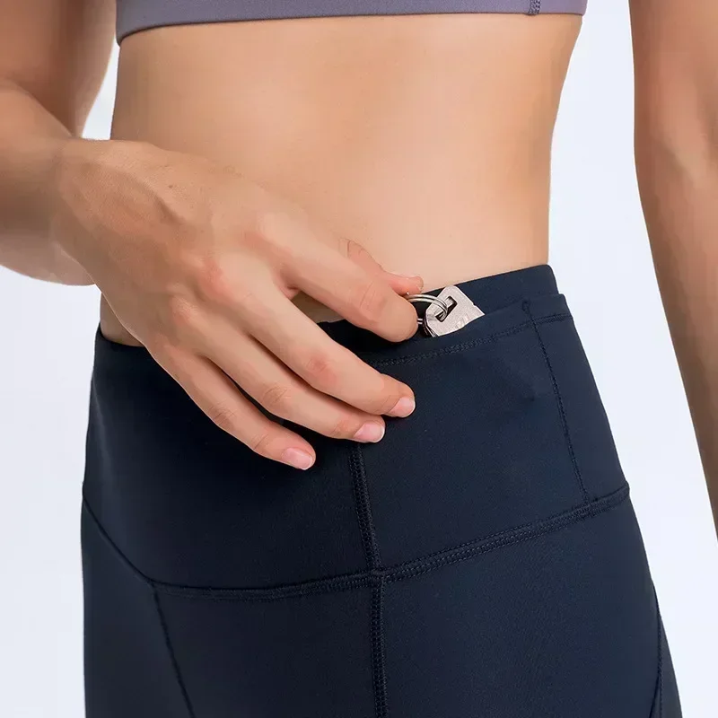 Lemon Women High Waist Elasticity Multi-pocket Workout Sports Leggings Fast Free Yoga Pants 25 