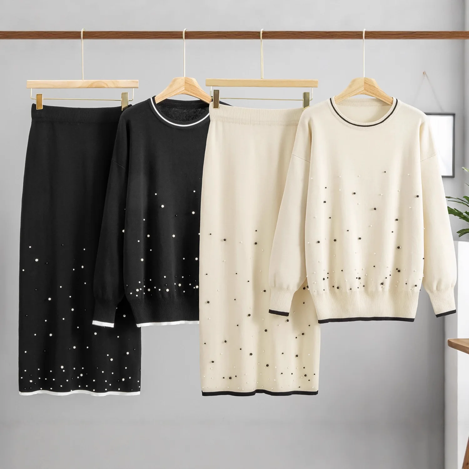 Eid Women 2 Piece Set Beading Blouse Skirt Suits Shirt Muslim Blouse Jalabiya Ramadan Dubai Musulman Ensembles Arab Long 2026 - view 5