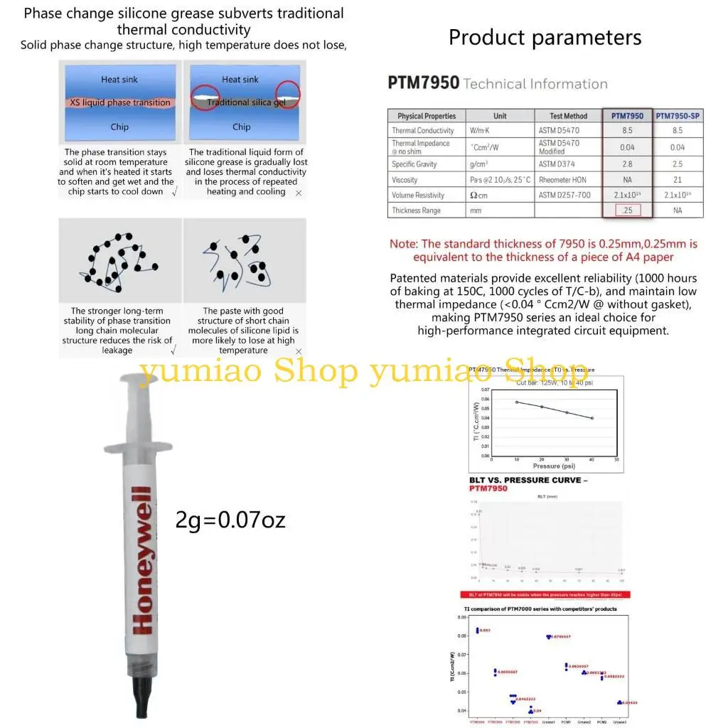 

587B PTM7950SP Heat Conducting Silicone Greases CPU Thermal Paste GPU Notebook Phase