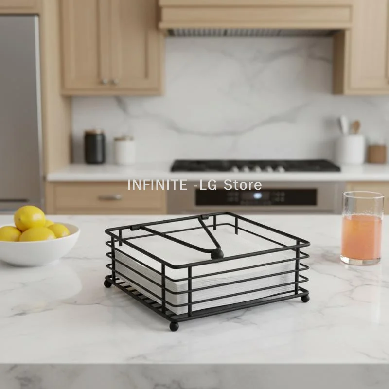 Napkin Holder Flat Napkin Dispenser Square Iron Paper Holder For Kitchen Dining Room Restaurant Decoration