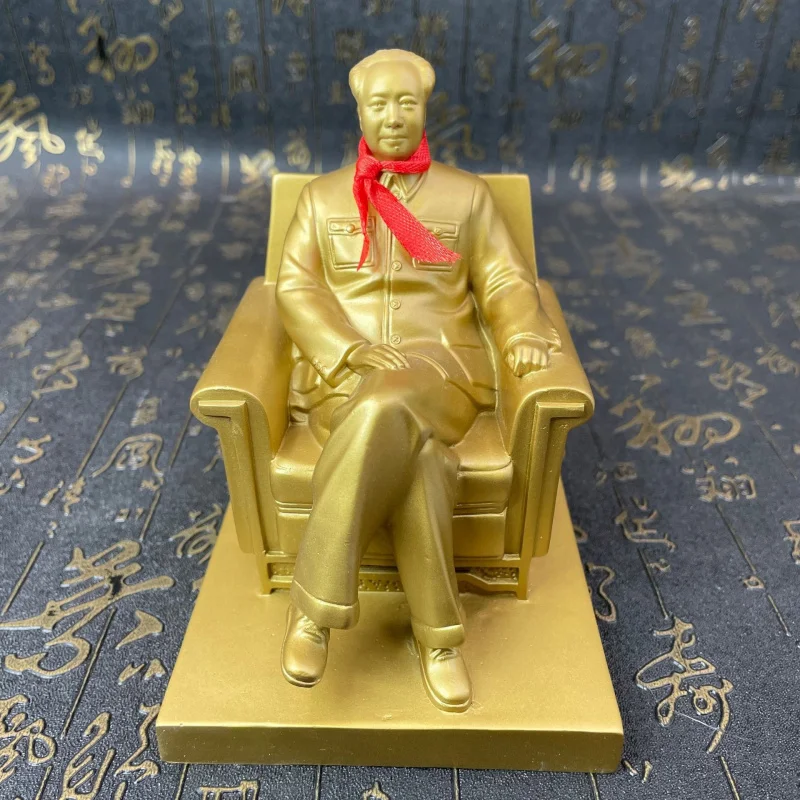 Crafts Ancient Carriage Bronze Statue Chairman Military Uniform Desk Statue Ornament Half-body Sculpture Car Interior Decoration