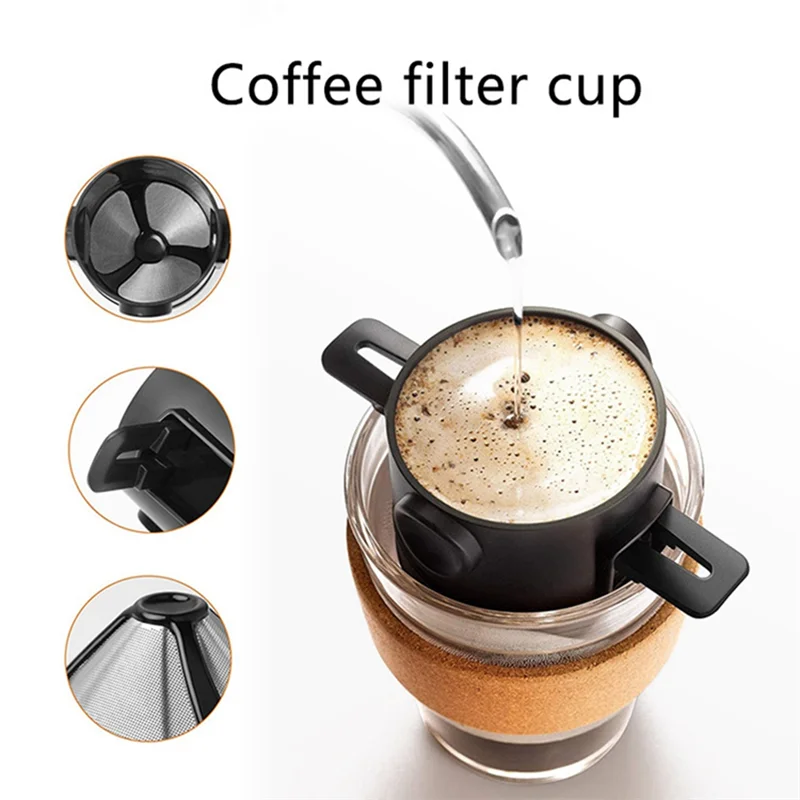 Filtro de café por gotejamento HGHO reutilizável com suporte cafeteira portátil para escritório, casa, viagem, acampamento -C