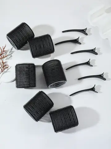 12pcs/set air bar curling iron tube self-adhesive magic roll and bangs hair clip curling styling tool