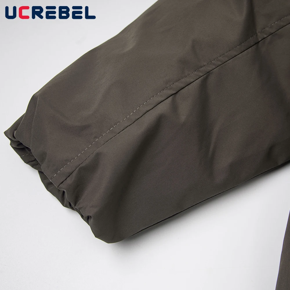 Pocket Spliced Padded Jacket Mens Winter Thick Retro Streetwear Fur Collar Long Sleeve Warm Quilted Jacket Man