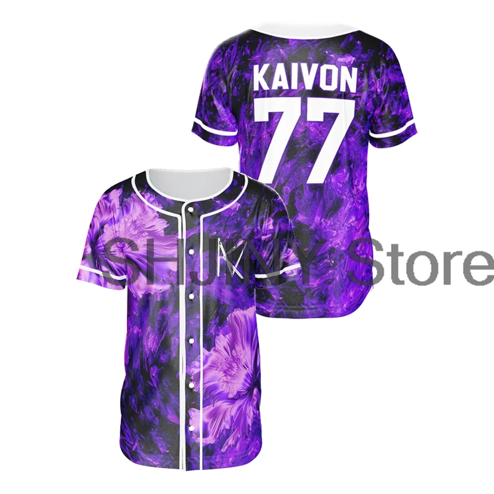 Kaivon Ultraviolet Baseball Jersey Short Sleeve Shirts Women Men Streetwear Tops Fashion Clothes