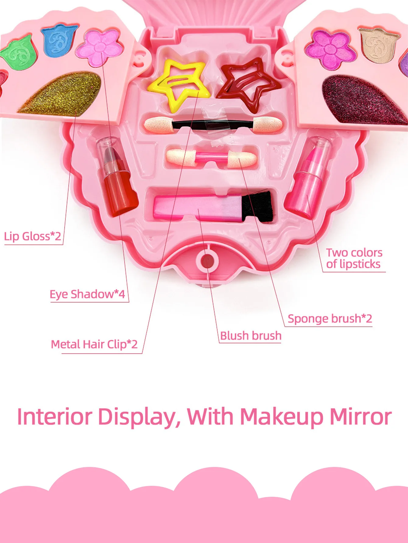 مجموعة ألعاب تلبيس الأطفال، صندوق مكياج الأميرة متعدد الطبقات - هدية مثالية لعيد الميلاد والكريسماس للفتيات