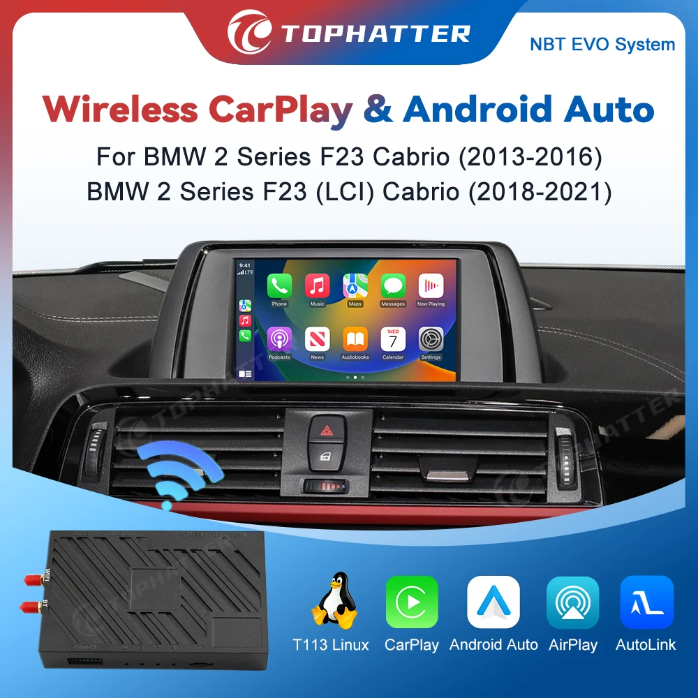 

Wireless CarPlay Android Auto Box for BMW 2 Series F23 Convertible Supports Original Screen Mirroring Phone Projection