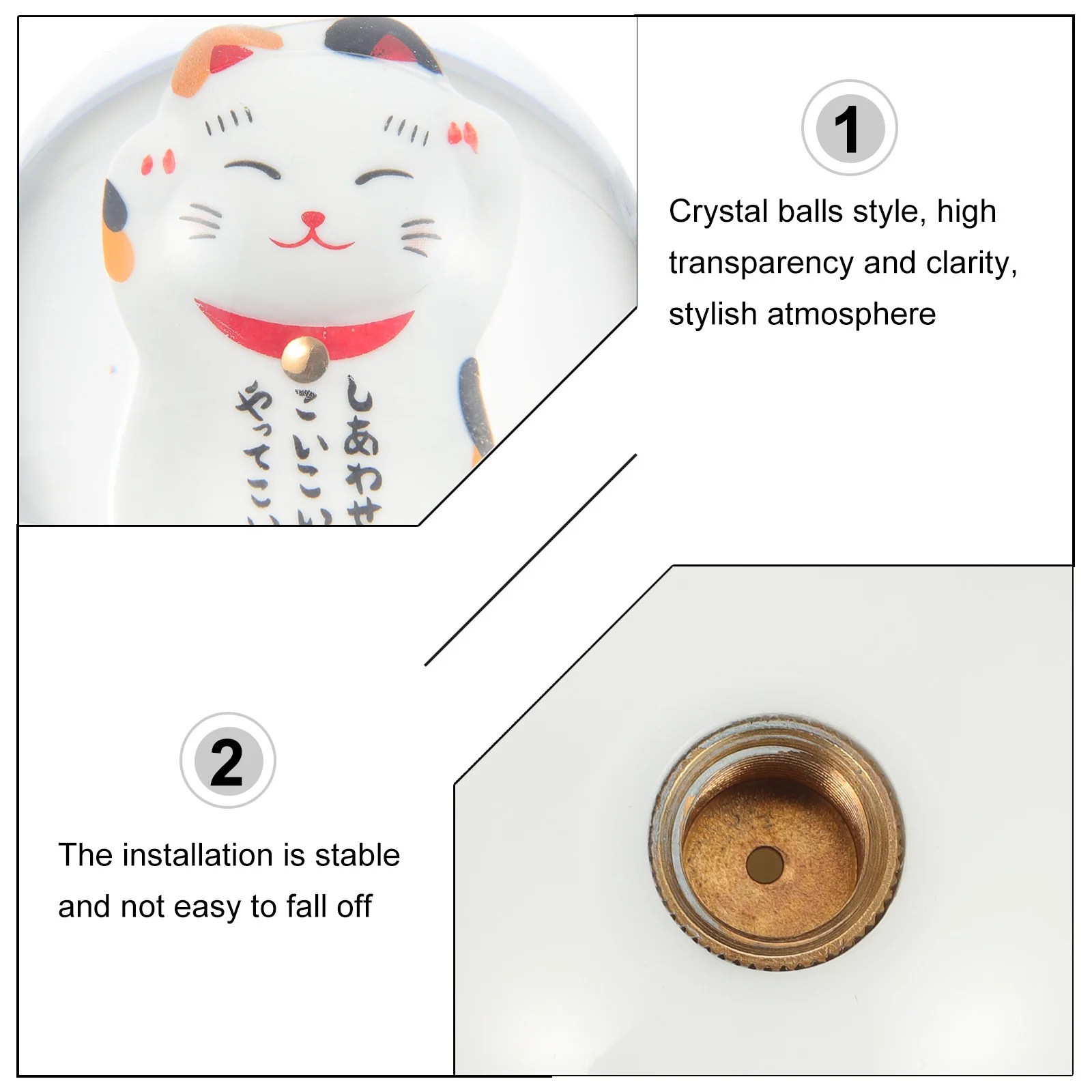 

Car Cat Round Balls Shifts Knob Lovely Universal Gear Shifter Durable Easy Install Shifter Knobs Car Shifts Knob