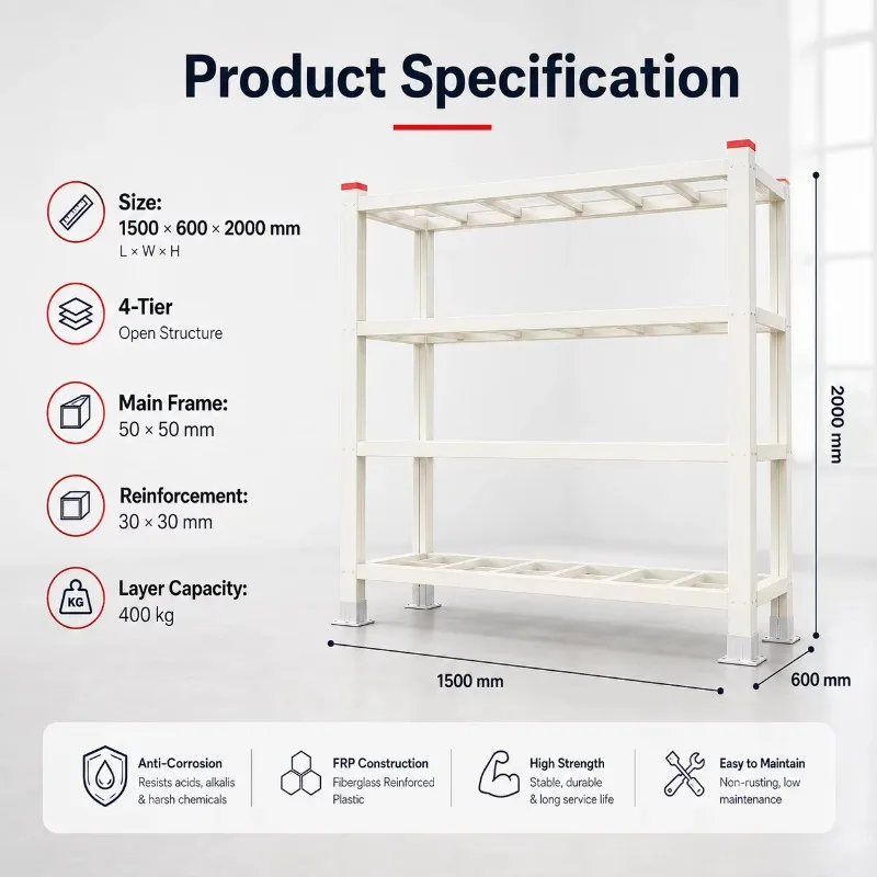 Lightweight high-strength FRP shelving solutions for cold storage and food processing facilities