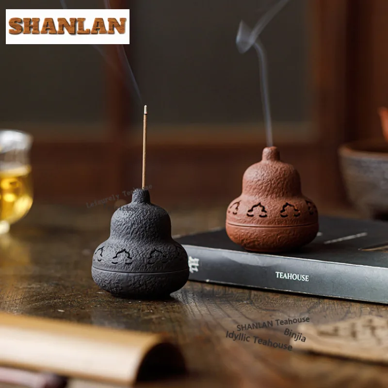 Purple Clay Gourd Incense Holder Ancient Incense Smoke Waterfall Incense Burners Consecrate Smell Distributor Censer Yoga Craft