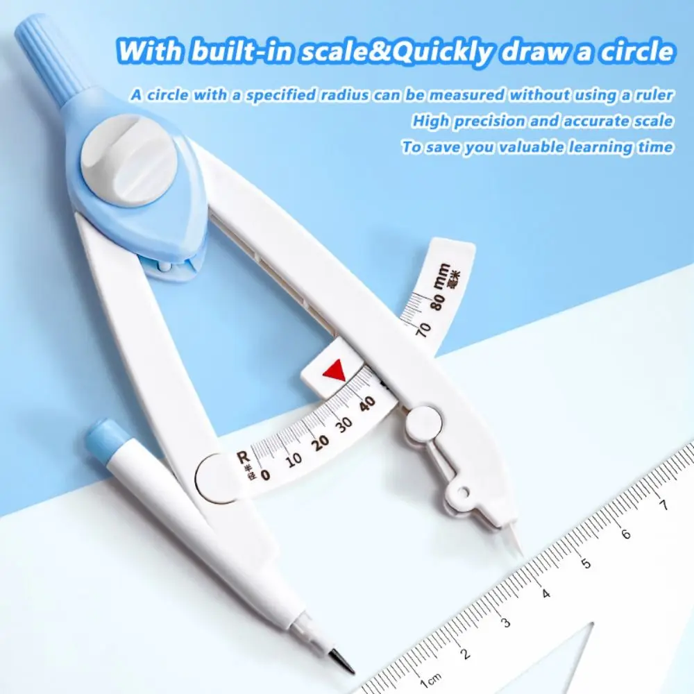 Digital Display Compass Safe No Metal Lock-Distance Geometry Compass with Replacement Pencil Leads Drawing Circles Tool