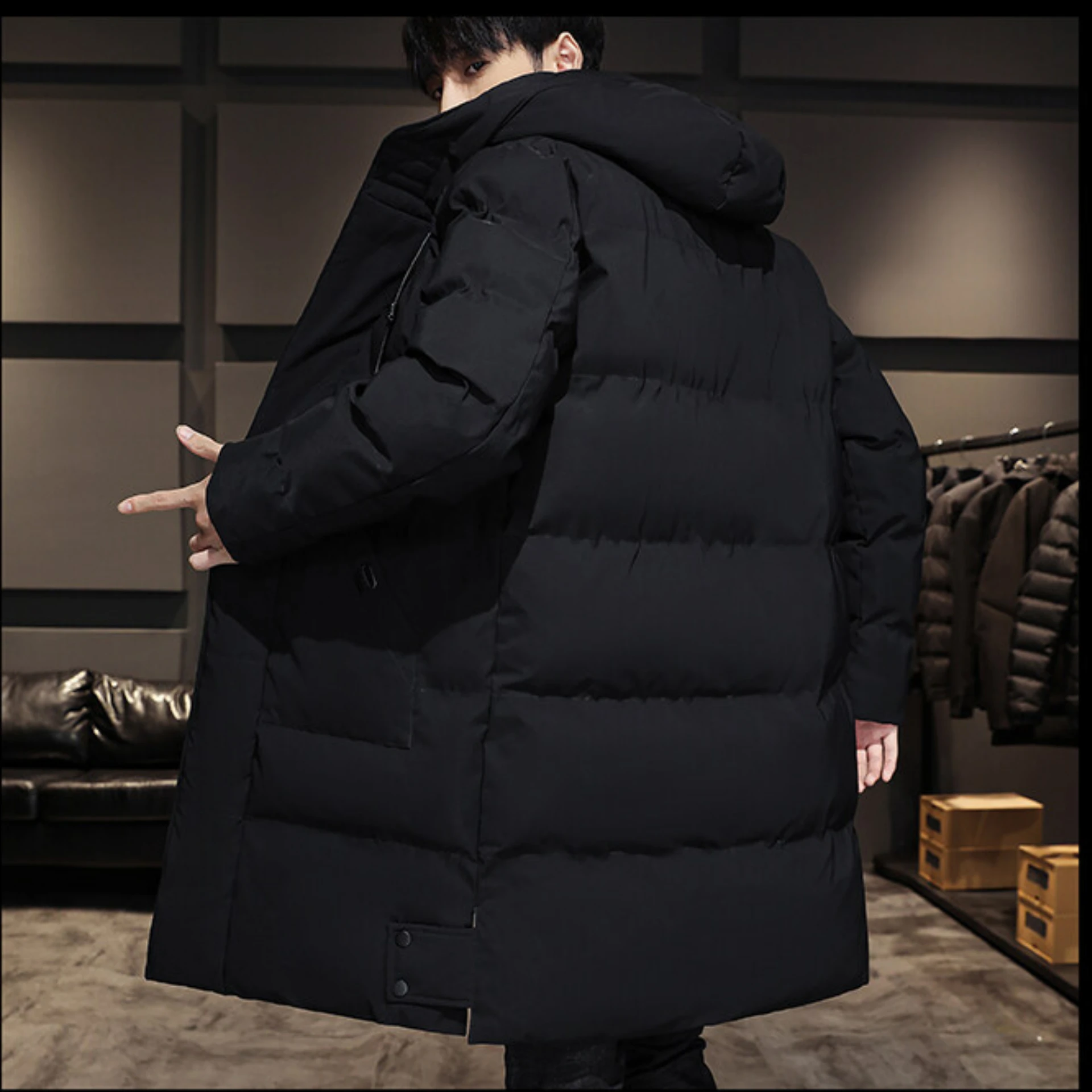 High Quality 7XL Warmer Hooded Mid-length Parkas Men Winter Clothing Cotton Coat Windproof Jacket Zip Thick Branded Windbreaker