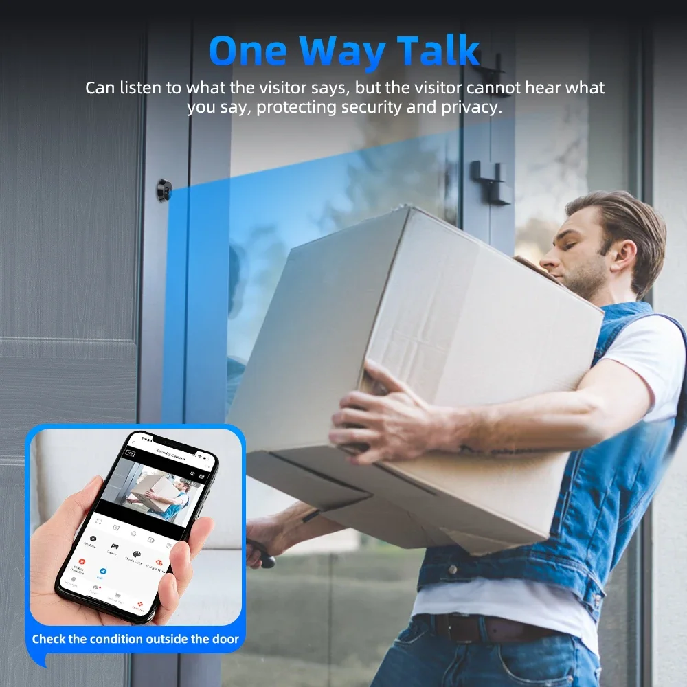 Awapow Tuya Door Peephole Viewer Smart Wifi Video Doorbell 2.4G/5G Mini Camera 170° Angle Night Vision 1080P Motion Detection