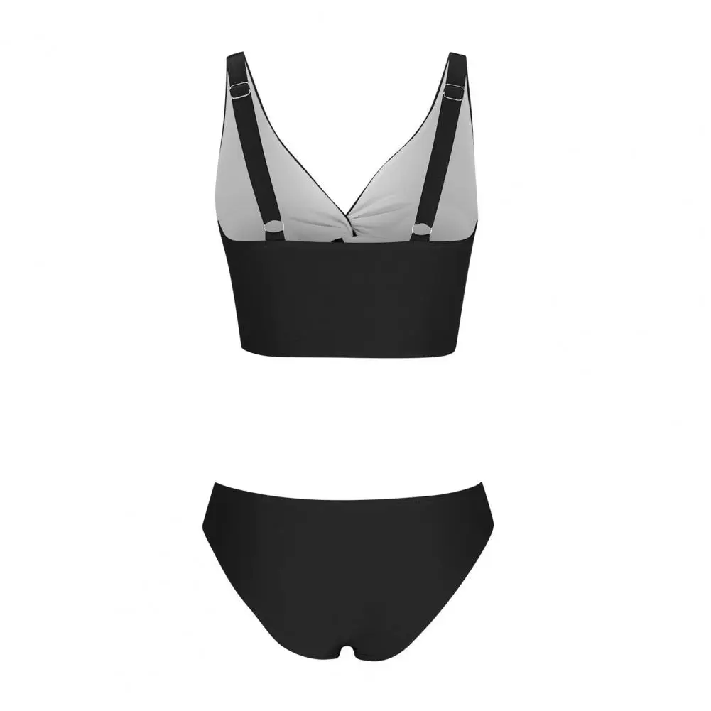 

Two-piece Swimsuit Stylish Women's Bikini Set with Knot Twist Tankini Top Thong Adjustable Cropped Swimsuit for Beach Vacation