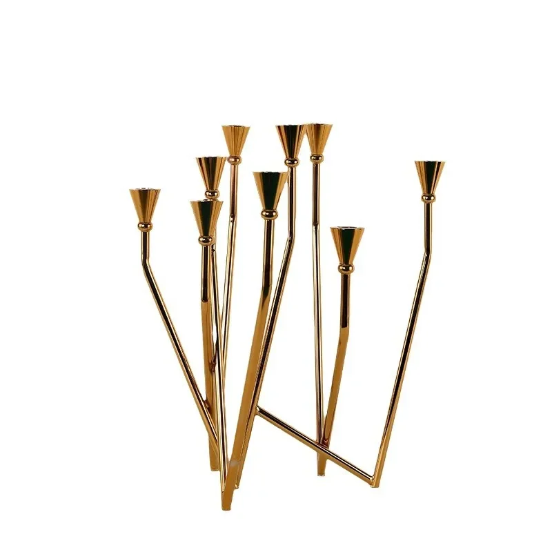 دعائم ترتيب العشاء على ضوء الشموع، منزل أوروبي، طعام غربي رومانسي، نحاس نقي ذهبي نورديك #1