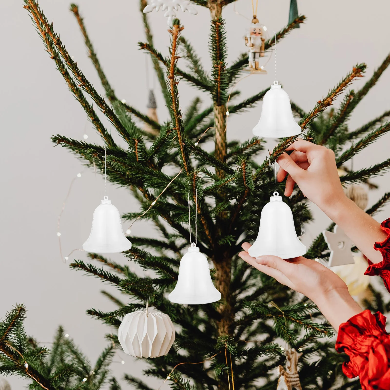 

10Pcs Clear Xmas Pendant Candy Storage Holder Plastic Container Hanging Bell Decor for Drawer Organization Apartment Dorm Room