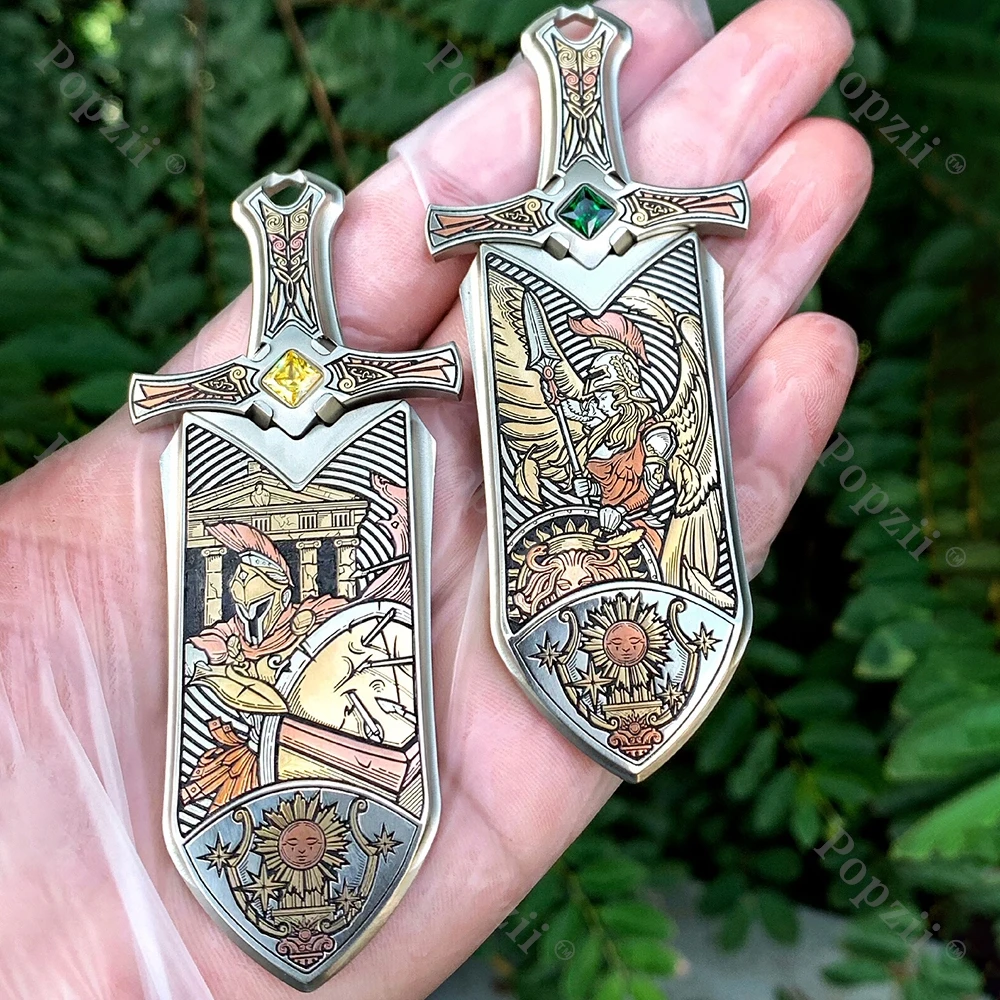 LEYANG Athena épée EDC blanc cuivre mécanique Push curseur adultes soulagement du Stress jouet Table ornement Cool Gadget anxiété jouets