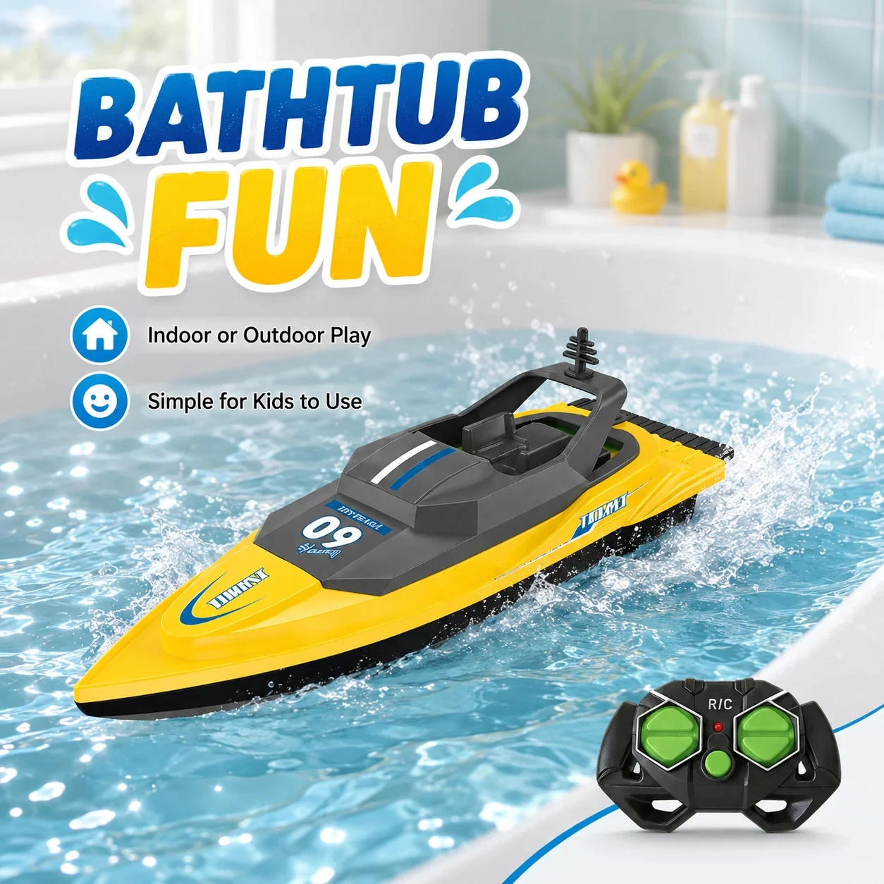 High-Speed RC Boat for Kids Waterproof Dual Motor Remote Control Electric Water Toy for Pool Lake & Outdoor Racing