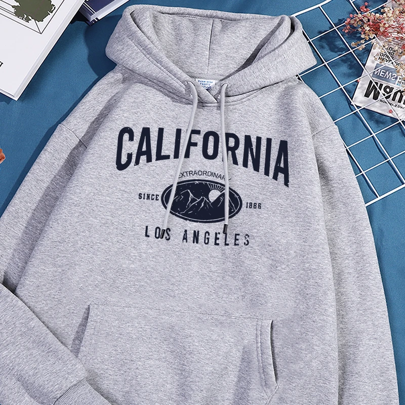 

California Los Angeles Printed Mens Hoodies Vintage Causal Sweatshirts Fashion Versatile Sportwear Classic Comfortable Clothes