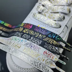 1 Pair Flat Shoe Laces Cashew Flower Basketball Shoelaces For Sneakers Hand-painted Printing Sports Shoelace Shoestrings